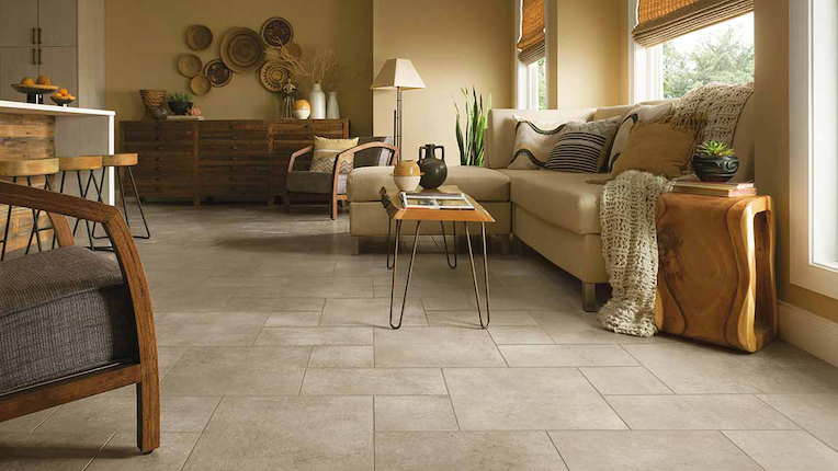 luxury vinyl tile flooring in a living room